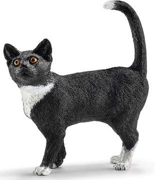 SCHLEICH KOTEK STOJĄCY CZARNO BIAŁY FIGURKA KOLEKCJONERSKA ZWIERZĘTA