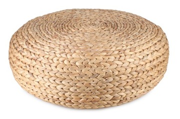 OKRĄGŁY DEKORACYJNY PUF PUFA Z HIACYNTU WODNEGO BOHO 60x60x20 cm