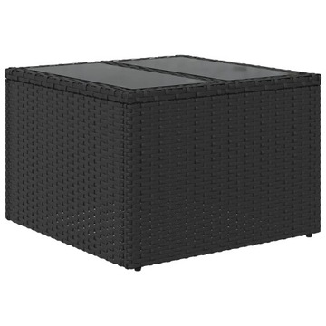 Stół ogrodowy ze szklanym blatem czarny 55x55x37cm rattan PE