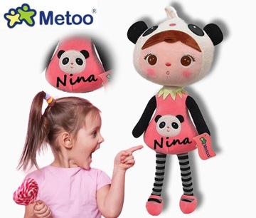 Duża Lalka Metoo PANDA 46cm PERSONALIZACJA prezent metryczka roczek imię