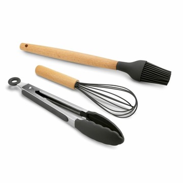 Набор из 11 КУХОННЫХ АКСЕССУАРОВ СИЛИКОНОВАЯ посуда с деревянной ручкой