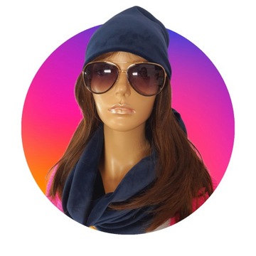 ЖЕНСКИЙ бархатный КОМПЛЕКТ: шапка + утеплитель для шеи.