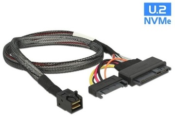 Kabel SAS SFF-8643 - SAS U.2 SFF-8639 + SATA zasilajcy 50 cm