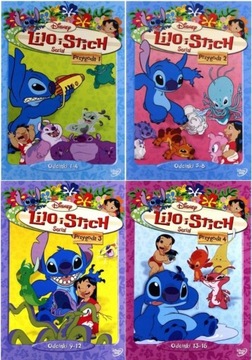 4x DVD: LILO I STICH przygoda 1+2+3+4 FOLIA pakiet