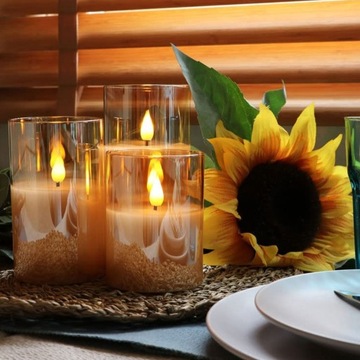 3 СВЕЧИ, ДЕКОРАТИВНЫЕ СВЕЧИ СВЕТОДИОДНЫЕ, ПОЗОЛОЧЕННОЕ СТЕКЛО, ДЕКОРАТИВНЫЕ, ДЕКОРАТИВНЫЕ РОЖДЕСТВЕНСКИЕ СВЕЧИ