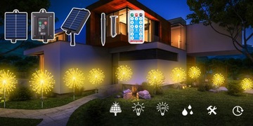 4x СОЛНЕЧНАЯ САДОВАЯ ЛАМПА Светодиодный фейерверк в форме одуванчика 480LED с дистанционным управлением