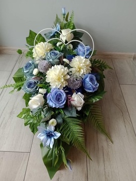 Stroik na cmentarz GRÓB kompozycja WIĄZANKA pomnik KWIATY SZTUCZNE serce