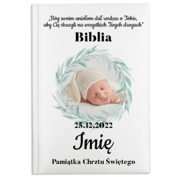 BIBLIA dla DZIECI na CHRZEST Własne ZDJĘCIE Imię