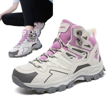 MODA BUTY TREKKINGOWE DAMSKIE GÓRSKIE TURYSTYCZNE SPORTOWE FIOLETOWY R.37