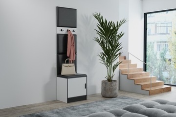 Garderoba BILL PLUS 3D siedzisko panele tapicerowane szafa lustro półki