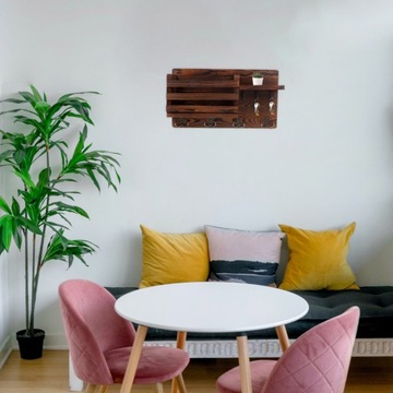 Деревянная полка в прихожей Крючки для шляп Брелок для ключей