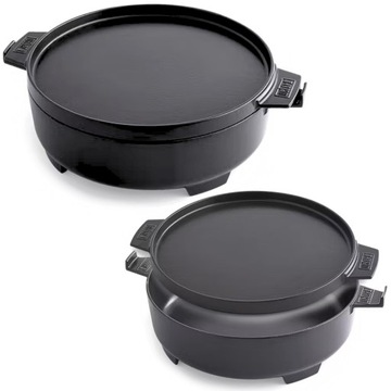 KOCIOŁEK HOLENDERSKI ŻELIWNY 2w1 Garnek myśliwski na ognisko Dutch oven Duo