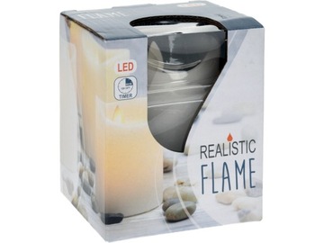 БЕЛАЯ Восковая светодиодная свеча с ТАЙМЕРОМ - 10 x 7,5 см