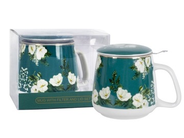Kubek porcelanowy z sitkiem zaparzacz do herbaty 500 ml 2466