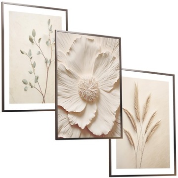 50x40 ZESTAW OBRAZY W RAMIE PLAKATY RAMKA KWIATY NATURA SALON BOHO ROŚLINY