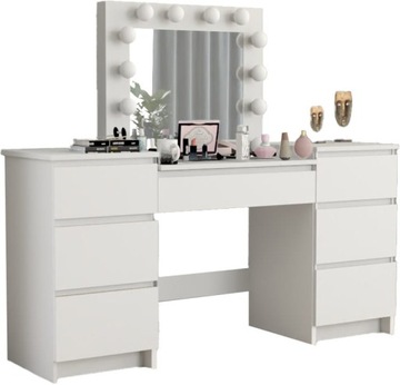 Косметический туалетный столик БЕЛЫЙ с зеркалом с 12 светодиодами и столиком для макияжа BETI8.