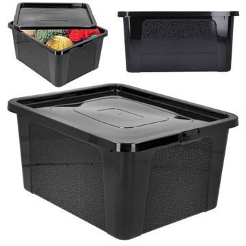 Pojemnik plastikowy organizer box pudło 20l czarny duży na zabawki