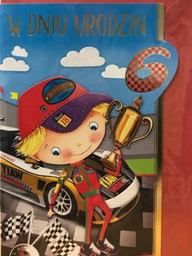 Kartka urodzinowa 6 urodziny koperta Chłopiec