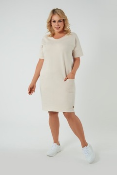 Stella tunika damska beżowa Italian Fashion krótki rękaw XXL