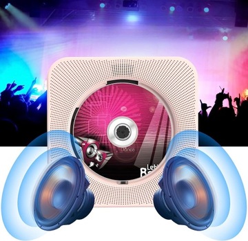 Динамик CD-плеера Bluetooth 5.0 с радиоприемником с ЖК-дисплеем — розовый