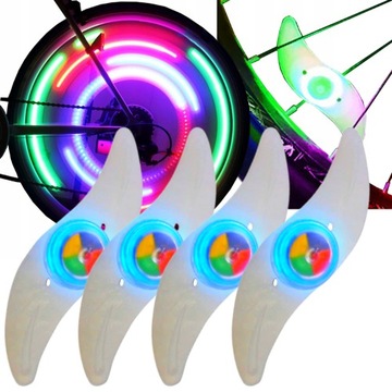 4x LAMPKI ROWEROWE LED NA SZPRYCHY KOŁA ROWER NAKŁADKA NA KOŁO ROWEROWE