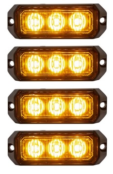 4x LAMPA OSTRZEGAWCZA 3LED STROBOSKOP LAWETA POMOC