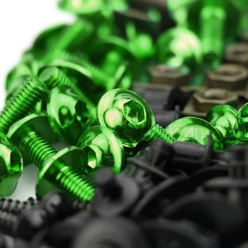 ZESTAW ŚRUB ŚRUBKI OWIEWKI ALUMINIOWE ZIELONE