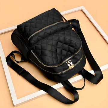 ЖЕНСКИЙ ГОРОДСКОЙ РЮКЗАК ЧЕРНАЯ СТЕГАНАЯ ВОДОНЕПРОНИЦАЕМАЯ СТИЛЬНАЯ СУМКА ИЗ ЭКО КОЖИ