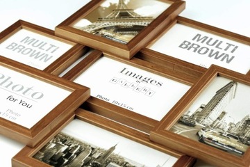 Деревянный коричневый мультирамка Мультирамка для фотографий