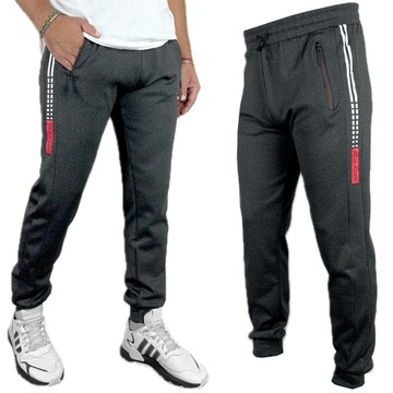 SPODNIE DRESOWE MĘSKIE DRESY modne JOGGERY kieszenie SUWAK bawełna, XL/2XL