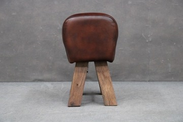 Табурет Goat NATURAL Leather Деревянный пуф Кожаный табурет VINTAGE BGM24
