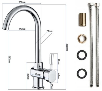 WYSOKA BATERIA UMYWALKOWA NABLATOWA KRAN DO UMYWALKI CHROM DŁUGA WYLEWKA