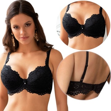 NEWIA Biustonosz push-up koronka *85D* czarny