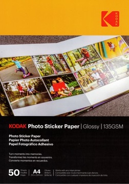 PAPIER A4 DO ZDJĘĆ FOTO SAMOPRZYLEPNY BŁYSK 50szt