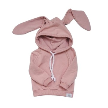 bluza dresowa dziewczeca królik róż kaptur 86