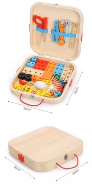 НАБОР 52 ШТ. ЗАБАВНЫЙ ДЕРЕВЯННЫЙ ЯЩИК ДЛЯ ИНСТРУМЕНТОВ ДЛЯ МАСТЕРСКОЙ ДЛЯ ДЕТЕЙ XXL