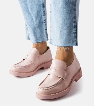 Różowe mokasyny na grubej podeszwie MP302 40