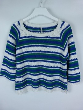 STRADIVARIUS sweter w pasy bawełna akryl / M