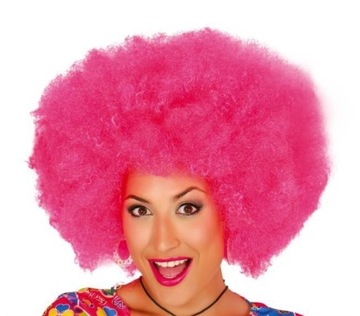 PERUKA AFRO EXTRA LOKI RÓŻOWE RÓŻ BURZA WŁOSÓW