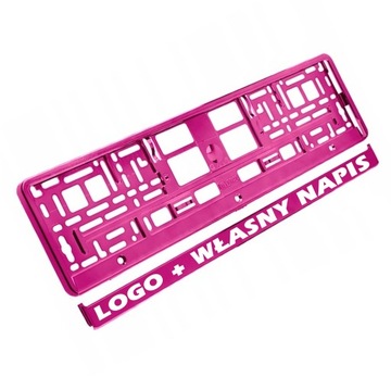 RAMKA NA REJESTRACJĘ róż WŁASNY NAPIS + LOGO white