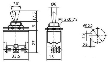 Переключатель КН3Б-113, 3 положения, емкость ВКЛ-ВЫКЛ-(ВКЛ) SPDT 3P