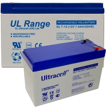 AKUMULATOR AGM ULTRACELL UL 12V 7Ah UPS i alarmy