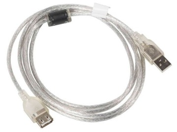 PRZEDŁUŻACZ USB A M/F 2.0 1.8M PRZEZR. FERRYT