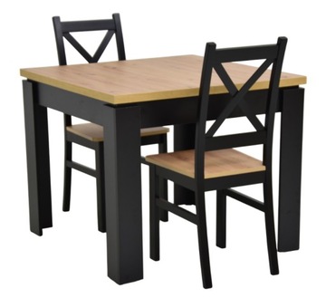 STÓŁ rozkładany 90x90/120 + 2 KRZESŁA drewniane SALON/ JADALNIA