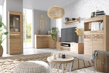 Шкаф-витрина в стиле бохо NATURAL N-4 Клетчатый