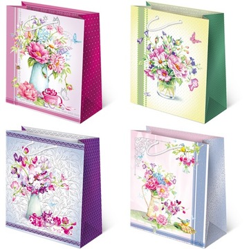 TORBA OZDOBNA NA PRZEZENT KWIATY 20x24x11cm 10szt