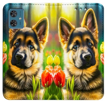 Etui Portfel FOTO CASE STOJAK MAGNES WZORY + SZKŁO do Motorola Moto G54 5G
