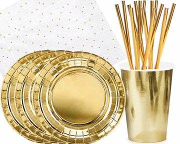 НАБОР БУМАЖНЫХ ТАРЕЛОК И ЧАШЕК РОЗОВОГО ЗОЛОТА