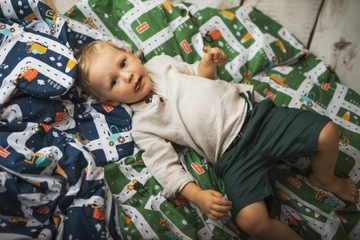 3W1 ŚPIWOREK PRZEDSZKOLA 150X75 POSCIEL AUTAZIELEŃ