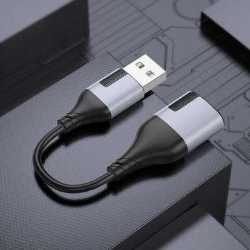 Аудиоадаптер 2 x 3,5 мм jack на USB A Адаптер USB-A Borofone BV19 15 см